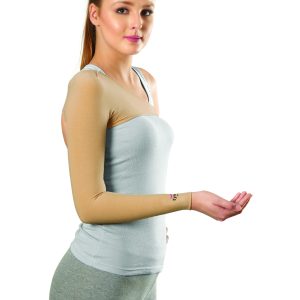 TYNOR COMPRESSION GARMENT ARM SLEEVE WITH SHOULDER COVER, BEIGE, 1 UNIT
