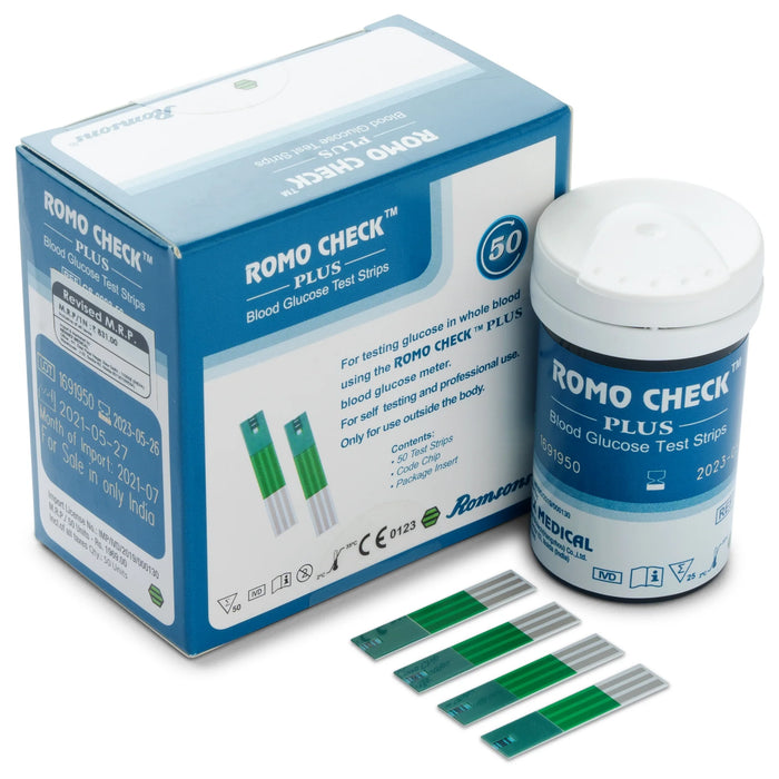 ROMSONS Romo Check Plus Blood Glucometer Test Strips