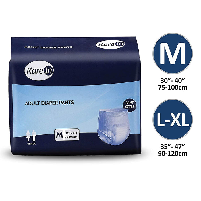 Kare In Adult Diaper Pants- Medium ,Waist Size 75-100cm (30"-40") ,High Absorbency 10 Pcs