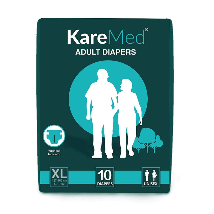 KareMed Adult Diaper Extra Large,Waist Size 127-165cm (50"- 65"),10 Pcs